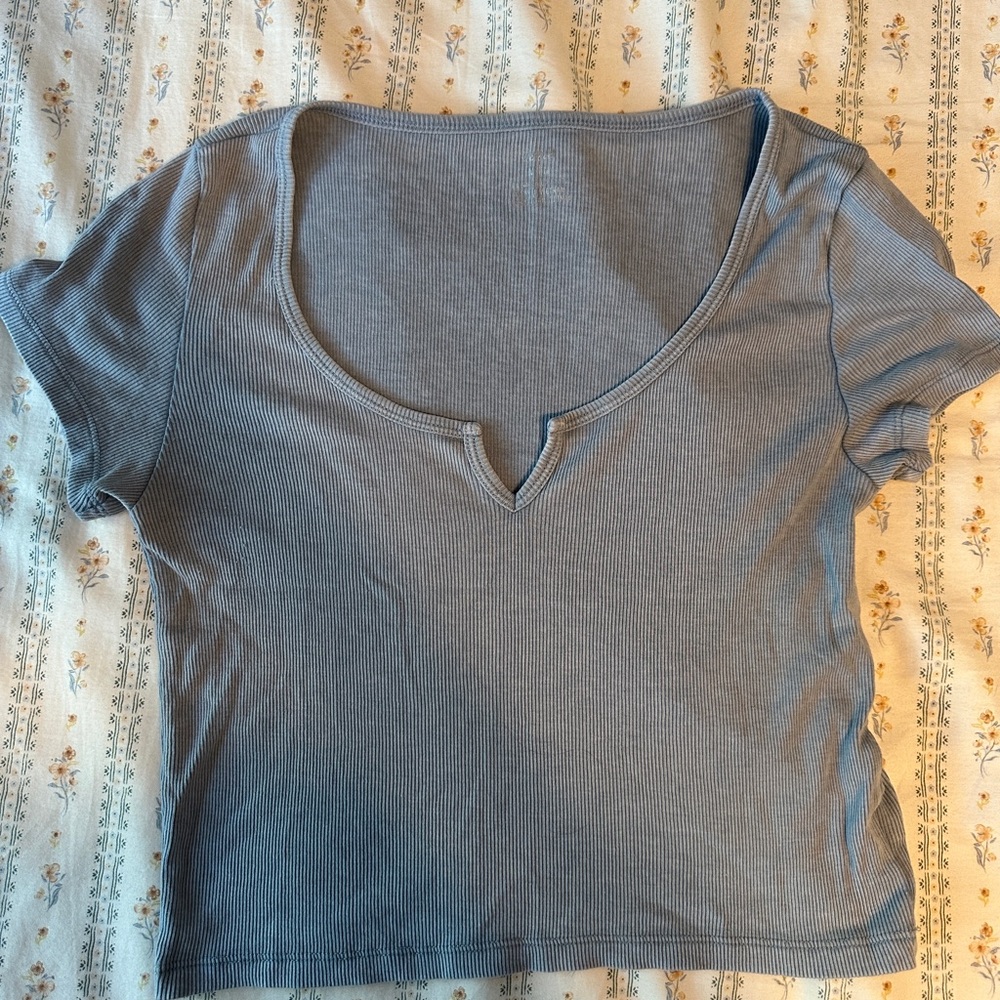 Women's Blue Ribbed Top